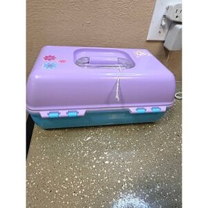 Caboodles On-The-Go Girl Makeup Case Purple Blue Vintage 90s Retro Organizer